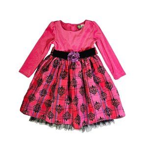 Dollie & Me Girl's Long Sleeve Dress, Size 6, Flower, Embellished, Bow